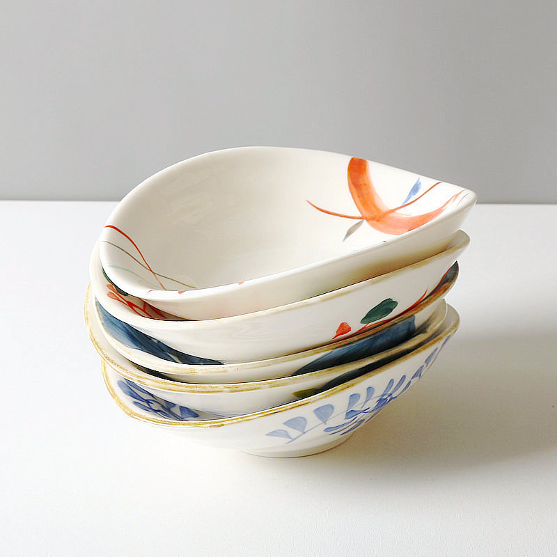 Jiuda Ware Japanese Plate Ceramic Bowl Tableware Sauce Plate Shallow Mouth Hand-Painted Special-Shaped Side Dish Plate Hotel Cold Dish Plate