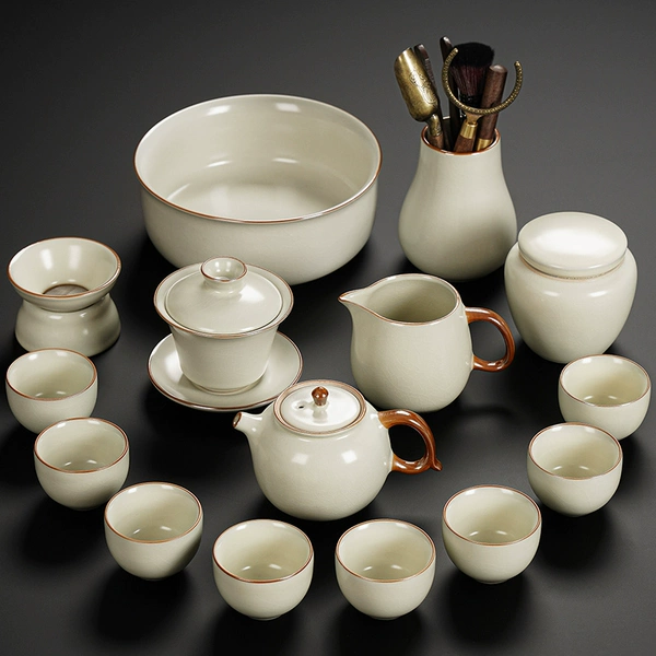 Ru kiln Xingyun is washing the pot with eight cups of tea ceremony and tea cans for tea 15 pieces