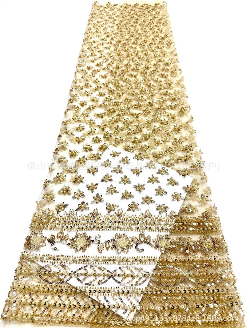 Moda vestido de noche especial bordado tela de perlas de sequilla tela de flor de fabricación directa de ropa de gama alta
