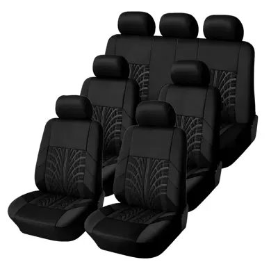 Cross-Border Hot-Selling Tire Pattern Embossed Seat cushion, seat cover - black-13-piece-set-seven-seats