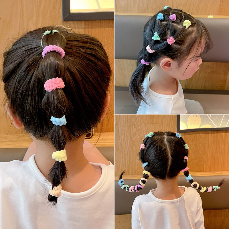 Color de alta elasticidad pequeña toalla anillo de niños no lastimar cabello cuerdas de correa de cabello inns de alto valor al por mayor anillo de cabello