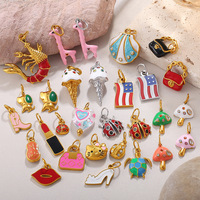 欧美跨境个性时尚爱心不锈钢镀18K金diy吊坠女蘑菇甜筒饰品挂坠