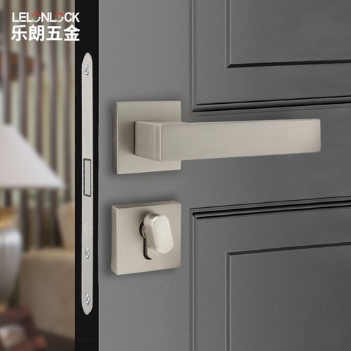 Wholesale gray and black door locks, bedroom door locks, universal wooden door locks, square split locks, magnetic silent door locks