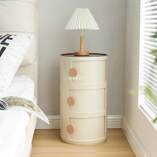 Round Bedside Table Replacement Home Bedroom Small Creative Storage Cabinet 2024 New Simple Modern Storage Rack