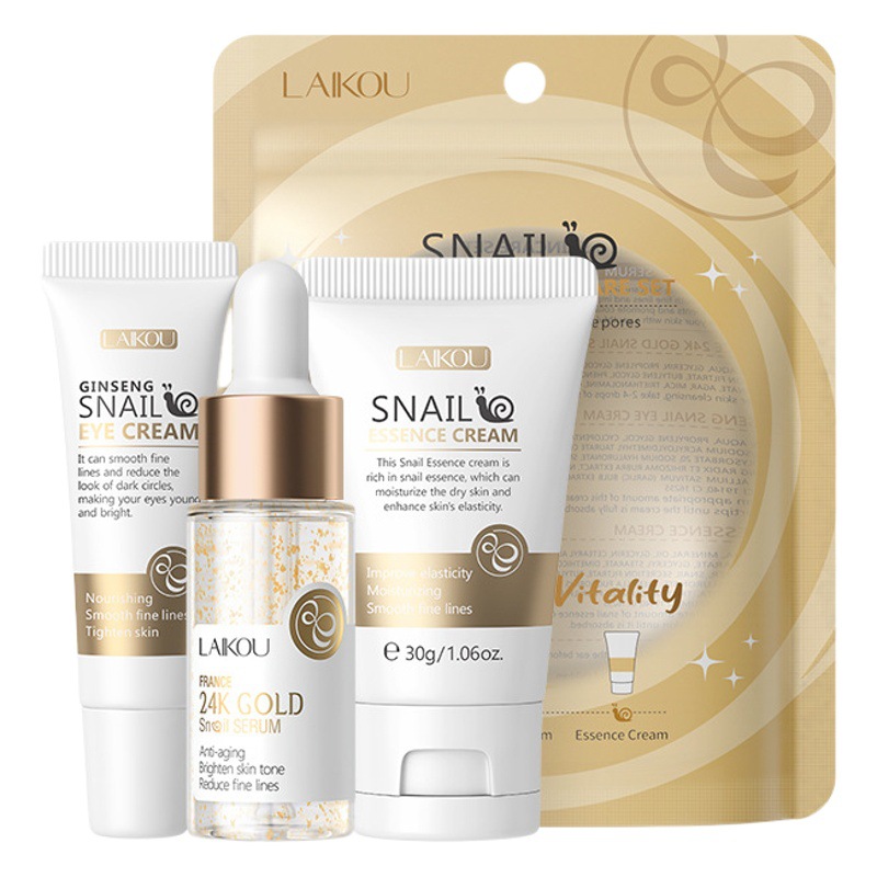 Transfronterizo LAIKOU Caracol Rejuvenating Skin Caracol Set Juego de 3 piezas Limpiador facial Crema para ojos Crema para el cuidado de la piel Kit