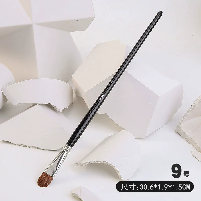 Paint Brush Set Baowang, wolf-hair round & flat brushes for gouache, watercolor, acrylic