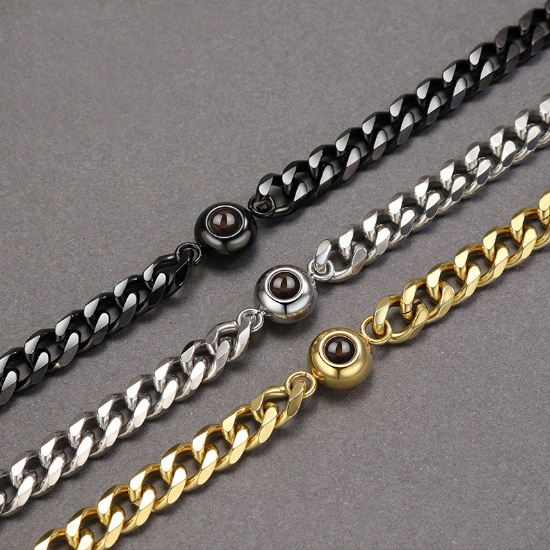 Vintage Stainless Steel Couple Bracelets - White Gold