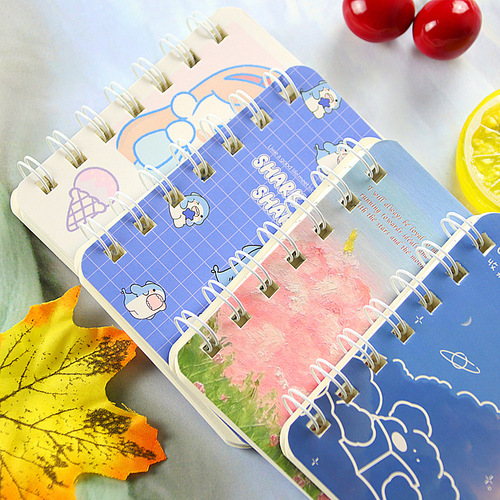 A7 Side-flip Coiled Notebook, Minimalist Loose-leaf Student Pocket Small Notebook, Cute Student Small Notebook, Fresh and Trendy Notepad Stationery