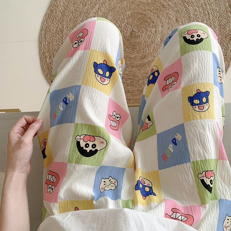 Women's Summer Thin Pajama Pants Cartoon Print Loose Home Pants Casual Pants Crayon Shin-Chan Women's Summer Thin Pajama Pants Cartoon Print Loose Home Pants Casual Pants Crayon Shin-Chan