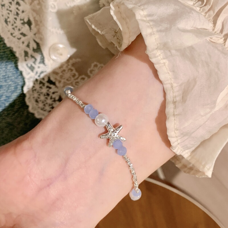 Starfish Beaded Shell Pearl Bracelet Women's Crystal Versatile Jewelry Simple Fashion High-End Broken Silver Bracelet Starfish Beaded Shell Pearl Bracelet Women's Crystal Versatile Jewelry Simple Fashion High-End Broken Silver Bracelet