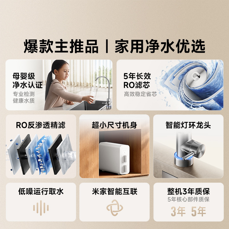 Xiaomi Mijia浄水器蛇口フィルターN1800G家庭用キッチン直飲逆浸透浄水器|undefined