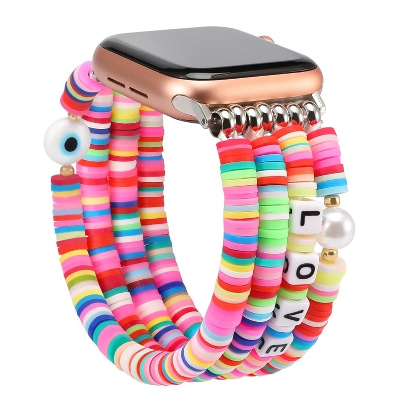 アップルのapple watchの腕時計の女性のかわいいファッションの多彩な弾力性の夏のビーチのビーズのブレスレットを適用します。|undefined
