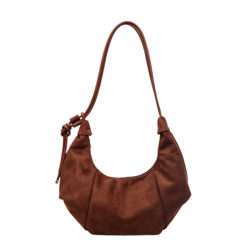 Korean Style Suede Crossbody Bag For Women, New Retro Minimalist Hobo Bag, High-End Commuter Underarm Bag - Thumbnail 5