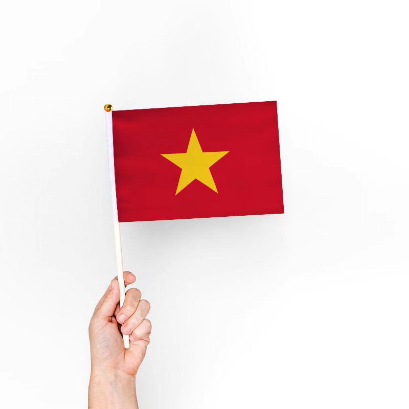 14*21cm越南国旗旗帜塑料杆手摇旗桌旗涤纶双面印刷各国国旗旗帜