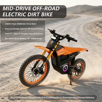 European and American Overseas Warehouse Off-Road Electric Motorcycle 4000W Mountain Dirtbike Racing 17/ 14inch Electric Motorcycle Export