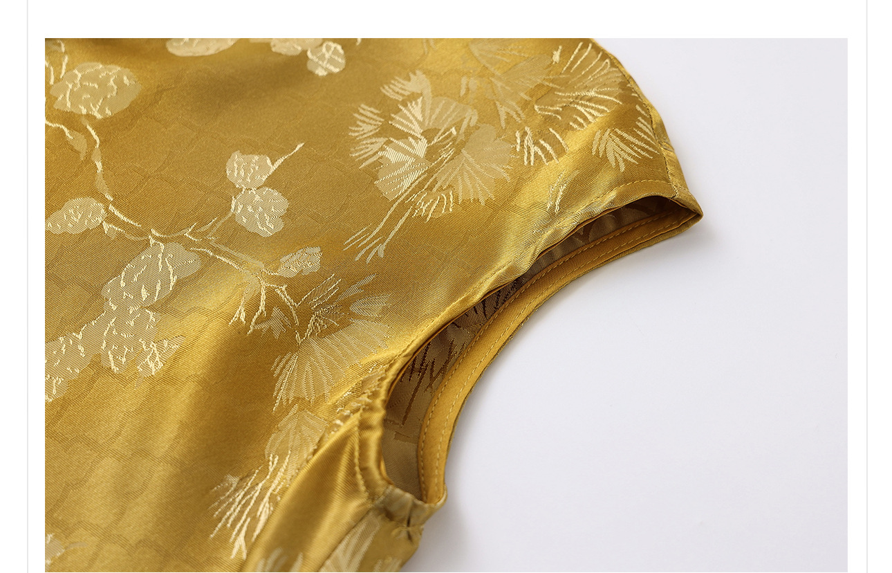 Váy Qipao cải tiến cao cấp phong cách Trung Quốc mới, in họa tiết tinh tế, cổ đứng ôm sát N5008 — Hiển thị màu xanh chi tiết 19