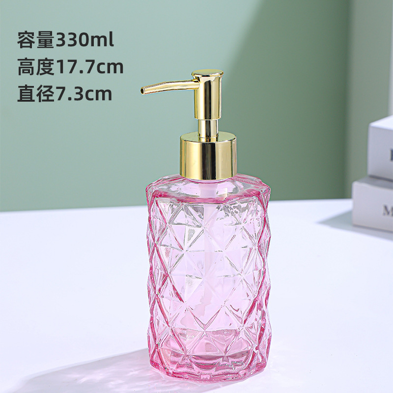 便利に分装した美しい押出式ポンプヘッド330ml手洗い液瓶電気めっきポンプヘッド有色ガラス手洗い液瓶|undefined