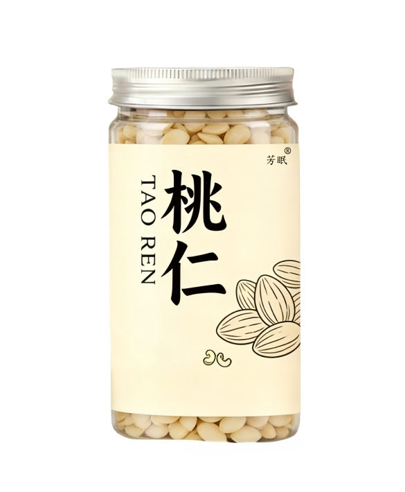 Peach Kernel Tao Ren 100g Bottle Dried Peeled Chinese Herbal Ingredient for Decoction and Culinary Use preparation