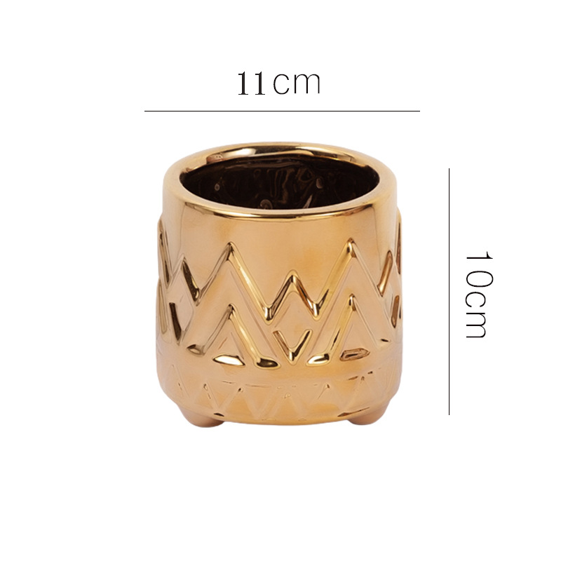 Estilo nórdico de alta gama transfronteriza Phalaenopsis de oro maceta de cerámica hierba de cobre flor artificial planta verde maceta ventas directas de la fábrica