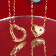七夕简约桃心镶钻钛钢项链南非真钻心形女式锁骨链时尚饰品配饰