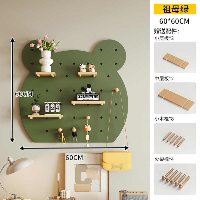 Oso pequeño agujero agujero tablero de escritorio de madera sólida almacenar exhibición modelado decoración de pared sala de estar estante de pared