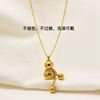 Golden round beads stainless steel with tassels, necklace, chain for key bag , 750 sample gold, Chinese style, for luck, Birthday gift