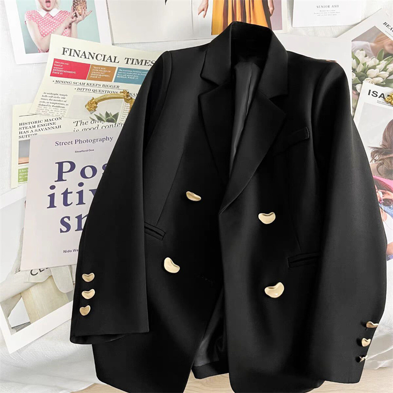 Spring autumn black small classic suit jacket