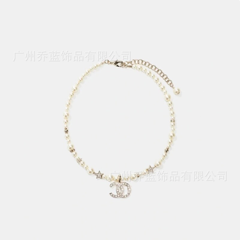 高版对版香家双C满钻星星大小珍珠项链女甜美百搭锁骨链批发代发|undefined