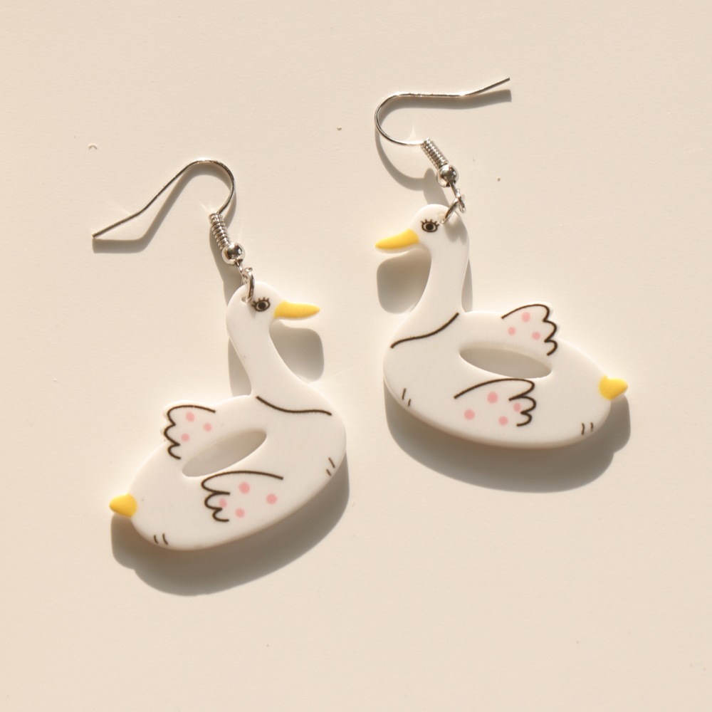 Holiday Occasion Cute Letter Heart Shape Duck Soft Clay Women'S Drop Earrings