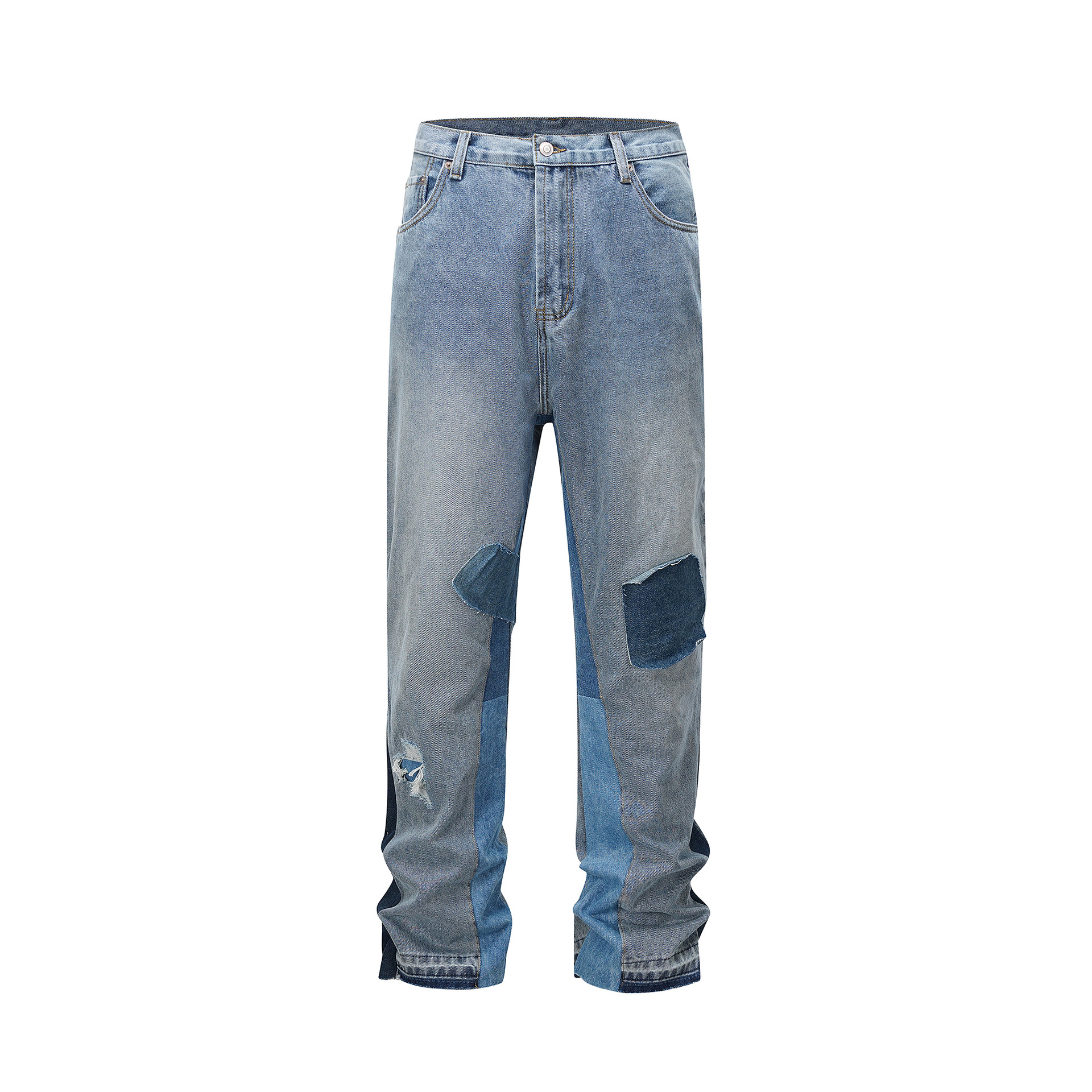 Herrejeans med rett passform og vide ben med diamantmønster_voghion.com