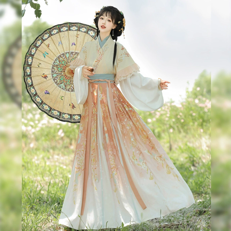 Оригинальная [Dye Autumn] женская юбка династии Хань в китайском стиле с перекрестным воротником и длиной до талии, повседневный костюм, осень 2024, новый стиль