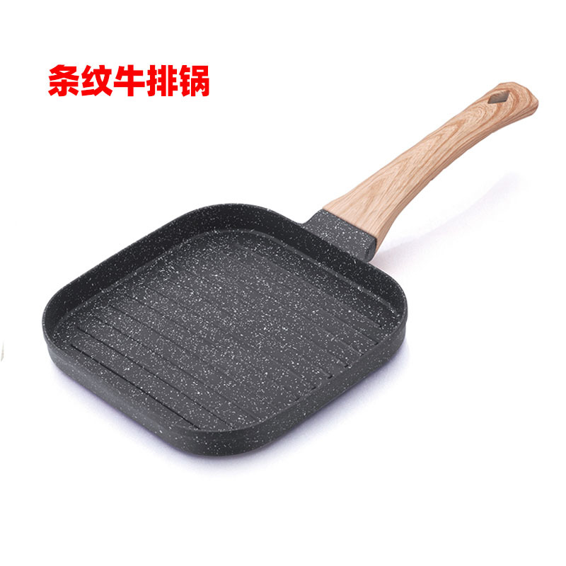 Sartén Antiadherente de Piedra Maifan para Huevos y Hamburguesas, Fondo Plano, Forma de Corazón, Cuatro Orificios, Mini Sartén para Desayuno, Venta al por Mayor, en Existencia