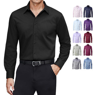 Spring and autumn foreign trade for business formal casual high-end black shirt men's long sleeve manufacturers wholesale shirt men's high-end