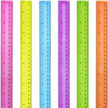 30公分直尺凹槽塑料尺子 彩色透明尺子塑 直尺30cm彩色尺