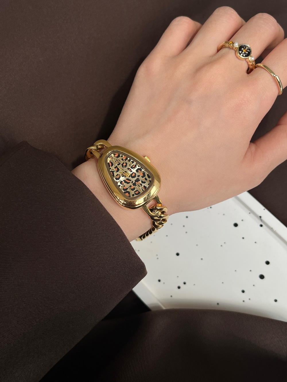 Women's Gender Casual Retro Leopard Double Side Snaps Quartz Watch