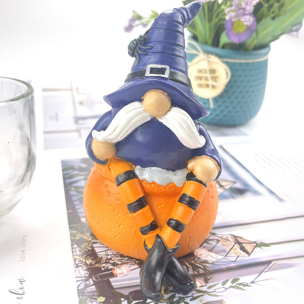 Amazon nuevo Halloween fantasma enano fiesta extraña enano Halloween calabaza enano adornos de resina