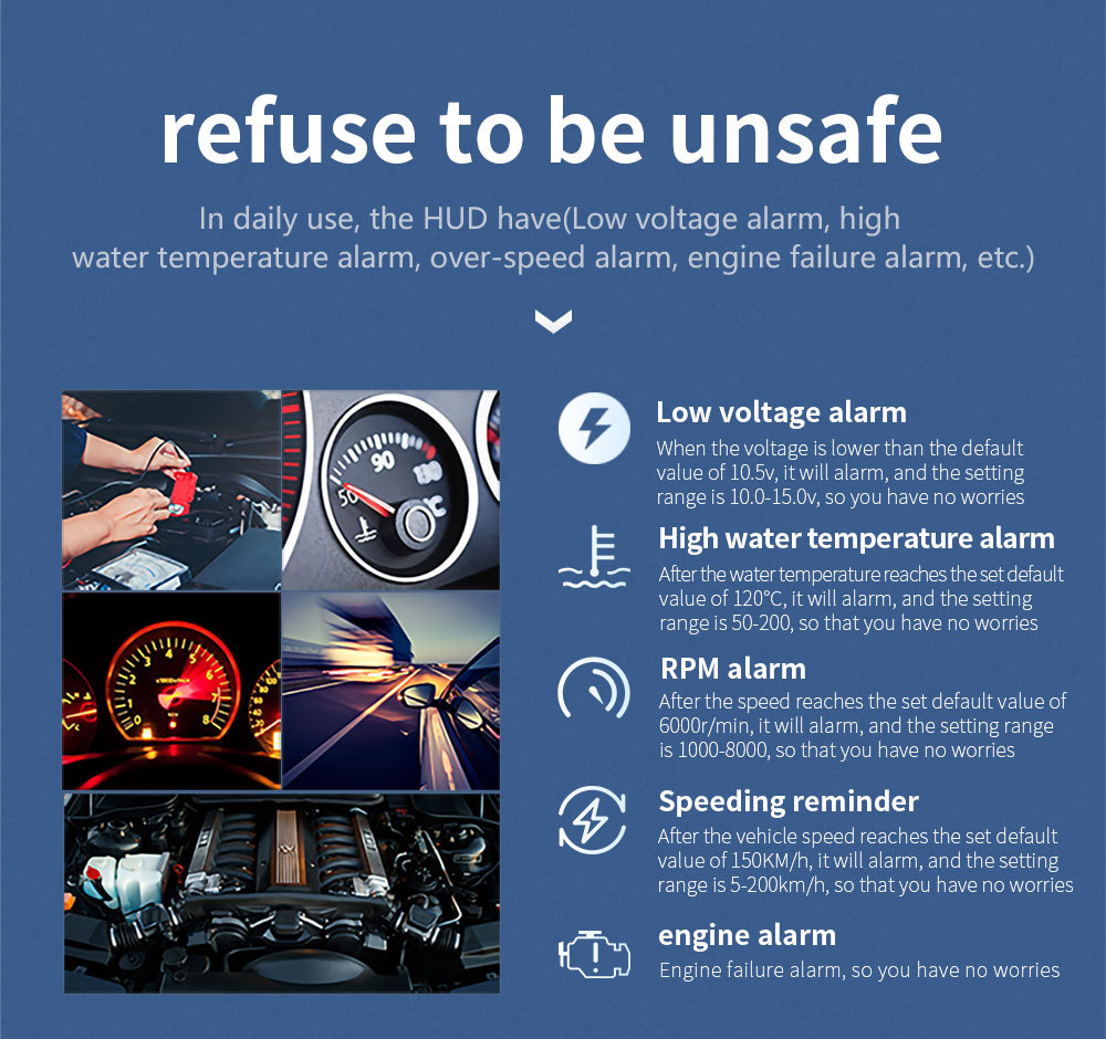 Cross-border multifunctional LCD HUD head-up display car-mounted high-definition OBD automotive instrument digital GPS inclinometer
