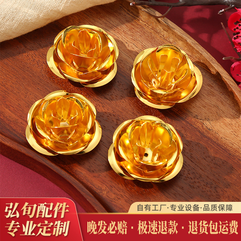 diy古风头饰花朵电镀金色饰品配件45mm大玫瑰花工艺品装饰品批发