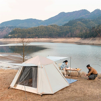 Outdoor Camping Tent Portable Folding Camping Beach Automatic Sun Protection and Rainstorm Protection Double-layer Tent (Çadırlar)