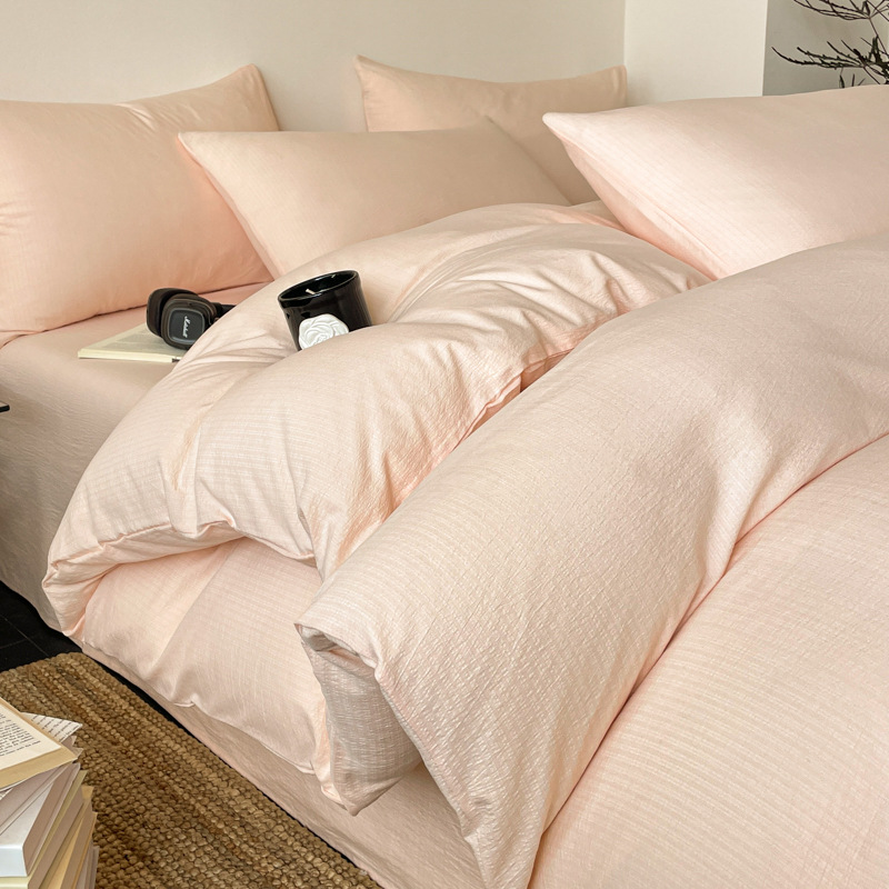 Classe A algodón puro sin impresión de aire cuatro piezas de ropa de cama de algodón lavable, cama de cama de algodón dormitorio de estudiantes de tres piezas