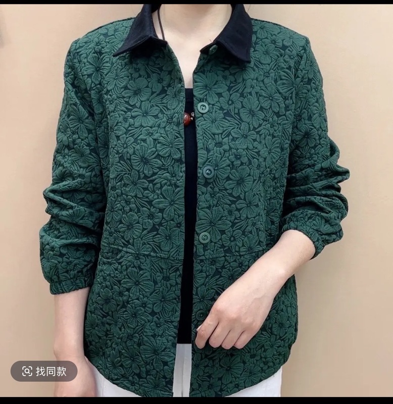 气质翻领显瘦妈妈装春秋夹克提花女装外套时尚中老年宽松洋气上衣|undefined