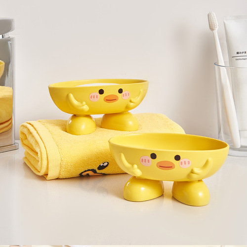 Little yellow duck soap box bathroom shelf cartoon thickened plastic drain soap box home creative soap holder