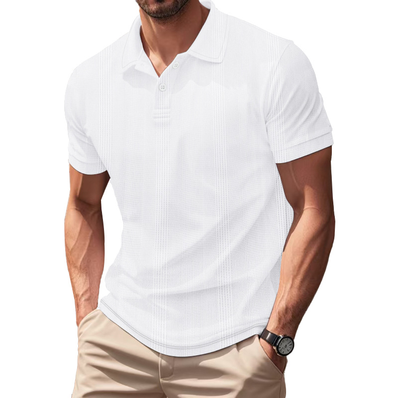 Camisas de polo europeas y americanas transfronterizas de verano de golf masculinas sueltas con solapas transpirables, mangas cortas