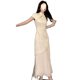 New Chinese Style Cheongsam Dress 2025 New Unique and Beautiful Elegant Classy Off-White Waist Splicing Dress