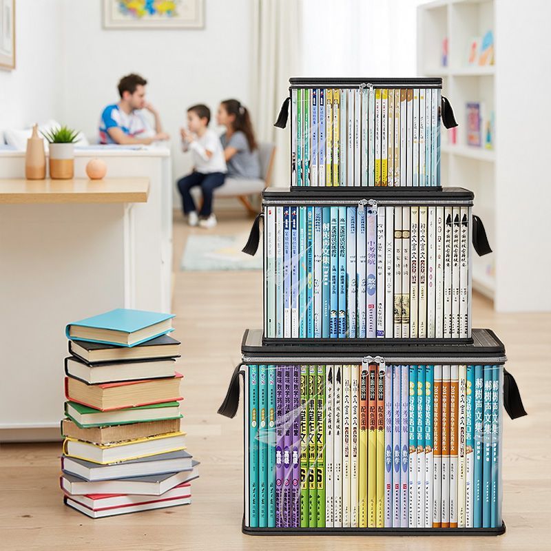 Large-Capacity Old Book Storage Box, Book Organizing Tool, Student Dormitory Bookshelf Book Bag, Transparent Moisture-Proof and Dust-Proof Bag