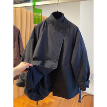 韩国时尚设计感一粒扣立领风衣棉服女冬季2025宽松中长款棉衣外套