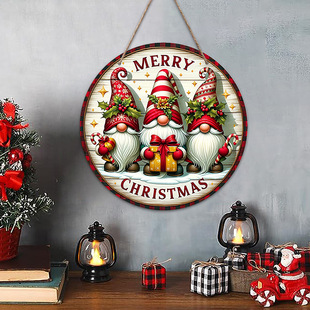 in stock cross-border Christmas party scene layout snowman doorplate decoration hanging wood Santa Claus hanging