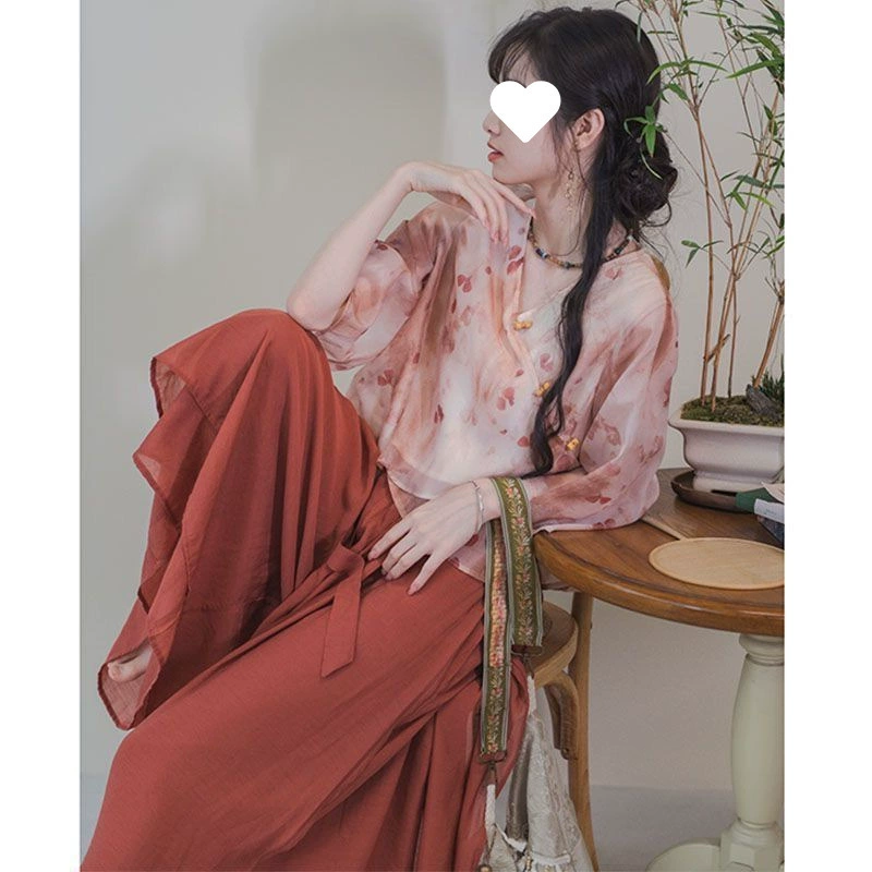 Новый летний литературный комплект из двух предметов, новые топы в китайском стиле, ниша для путешествий.