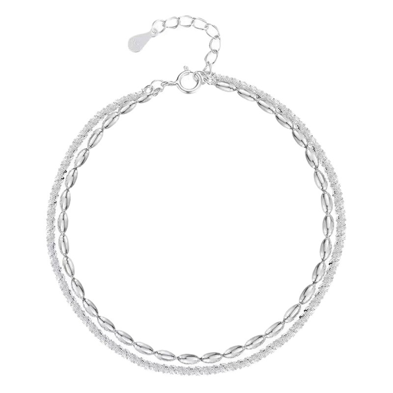925 plata esterlina de doble capa de arroz de granos de tobillo estrella de cielo para mujeres nuevas moda nichos de alta calidad estilo versátil joyería de plata