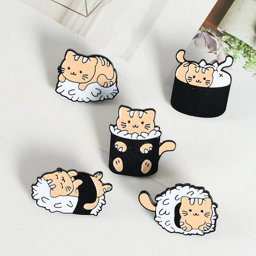 AliExpress Best Selling Brooch Creative Cartoon Cat Pillow Pet Nest Series Painted Alloy Accessories Badge